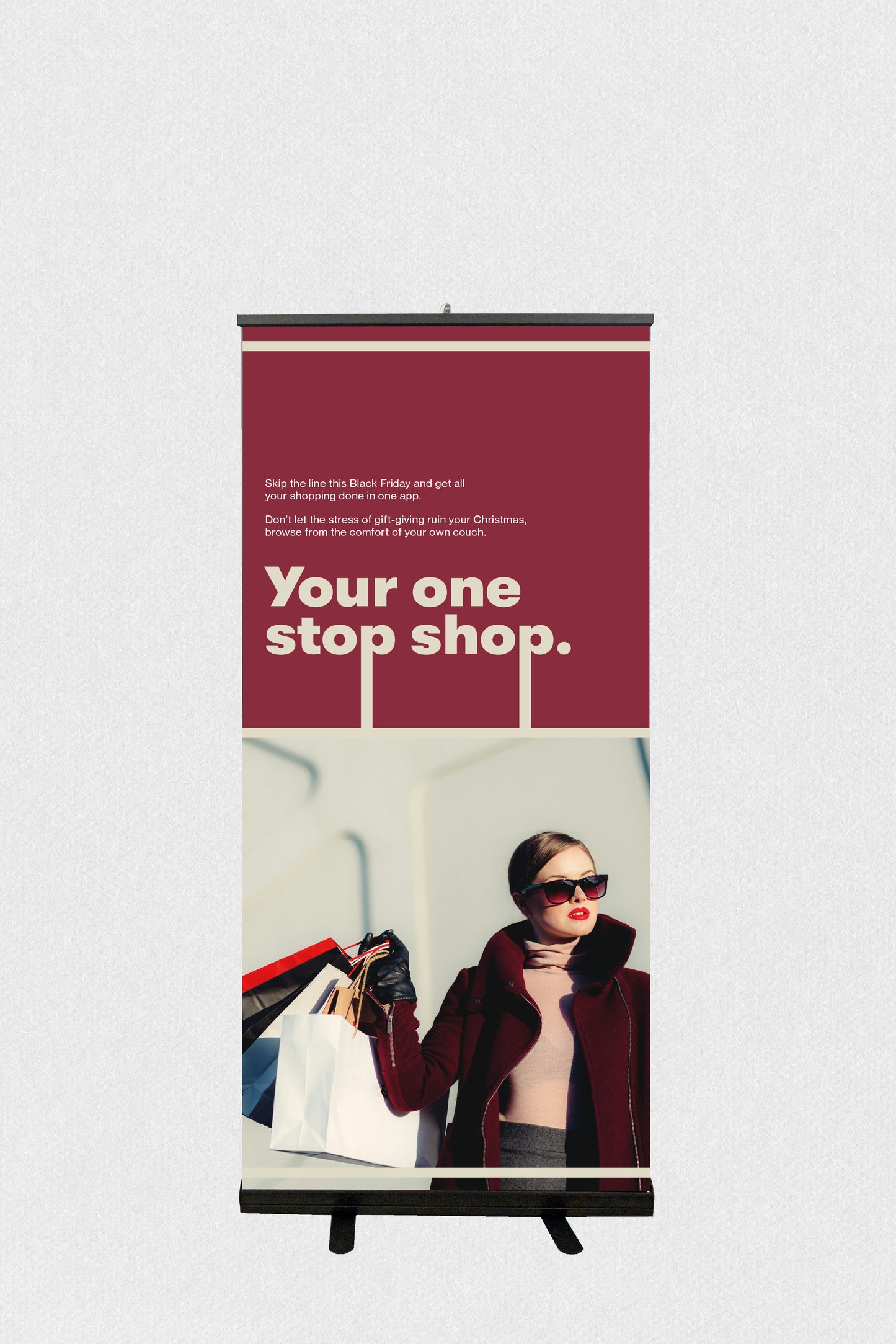 Shopping App Roll Up Banner Black Base