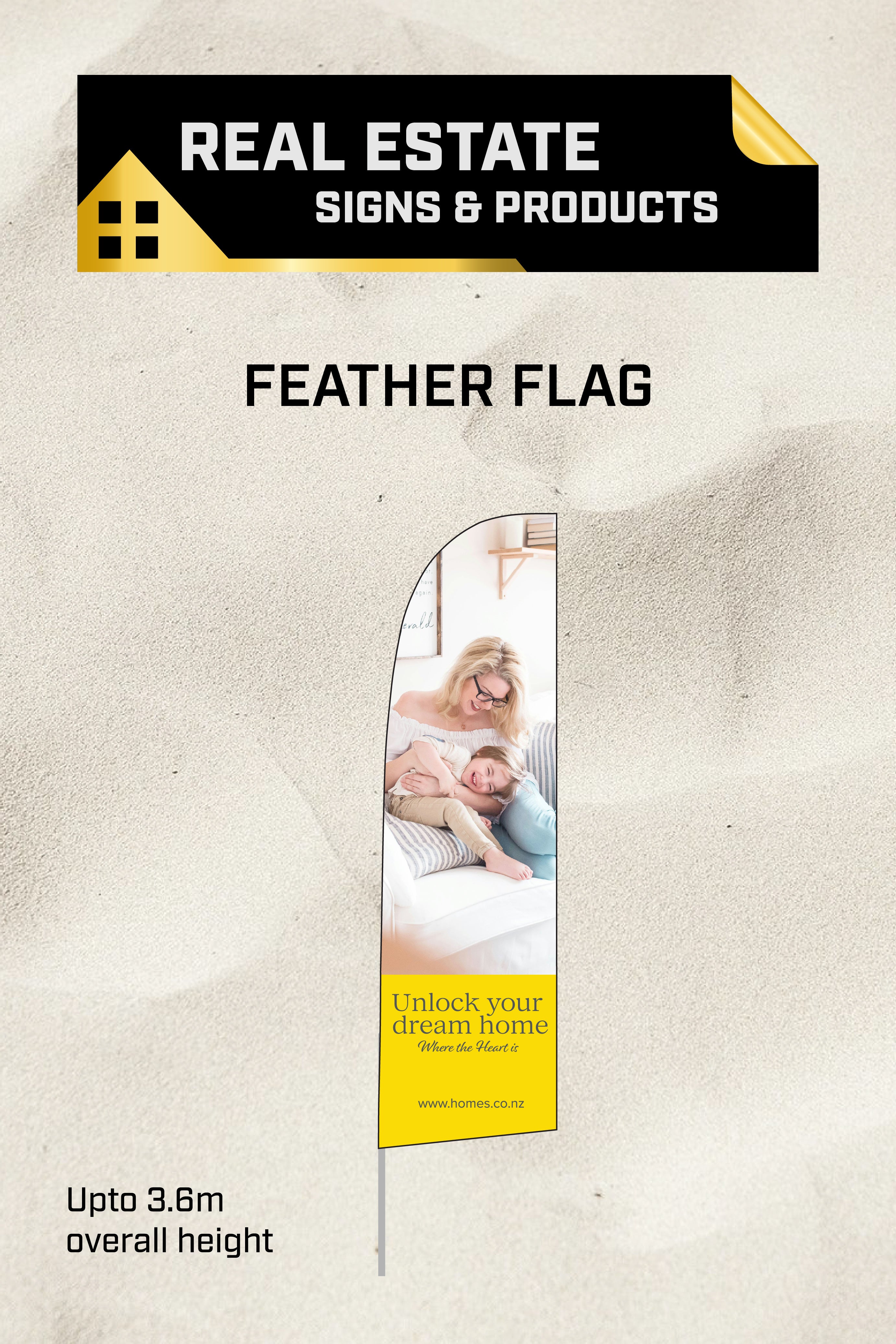 Ready-made Large Feather Real Estate Flag | Feather Flag | Real Estate ...