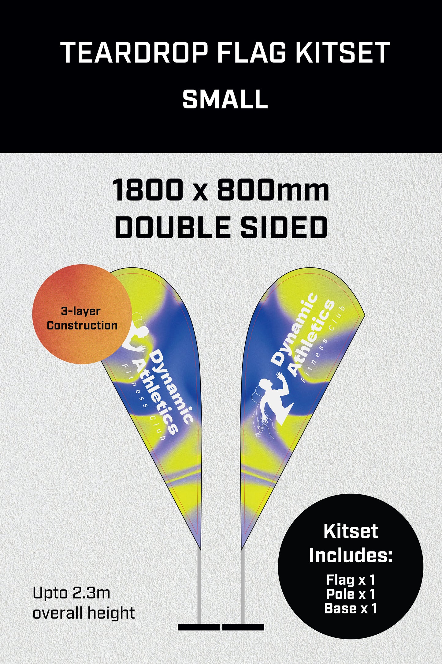 Small Double Sided Tear-Drop Flag Kit Set