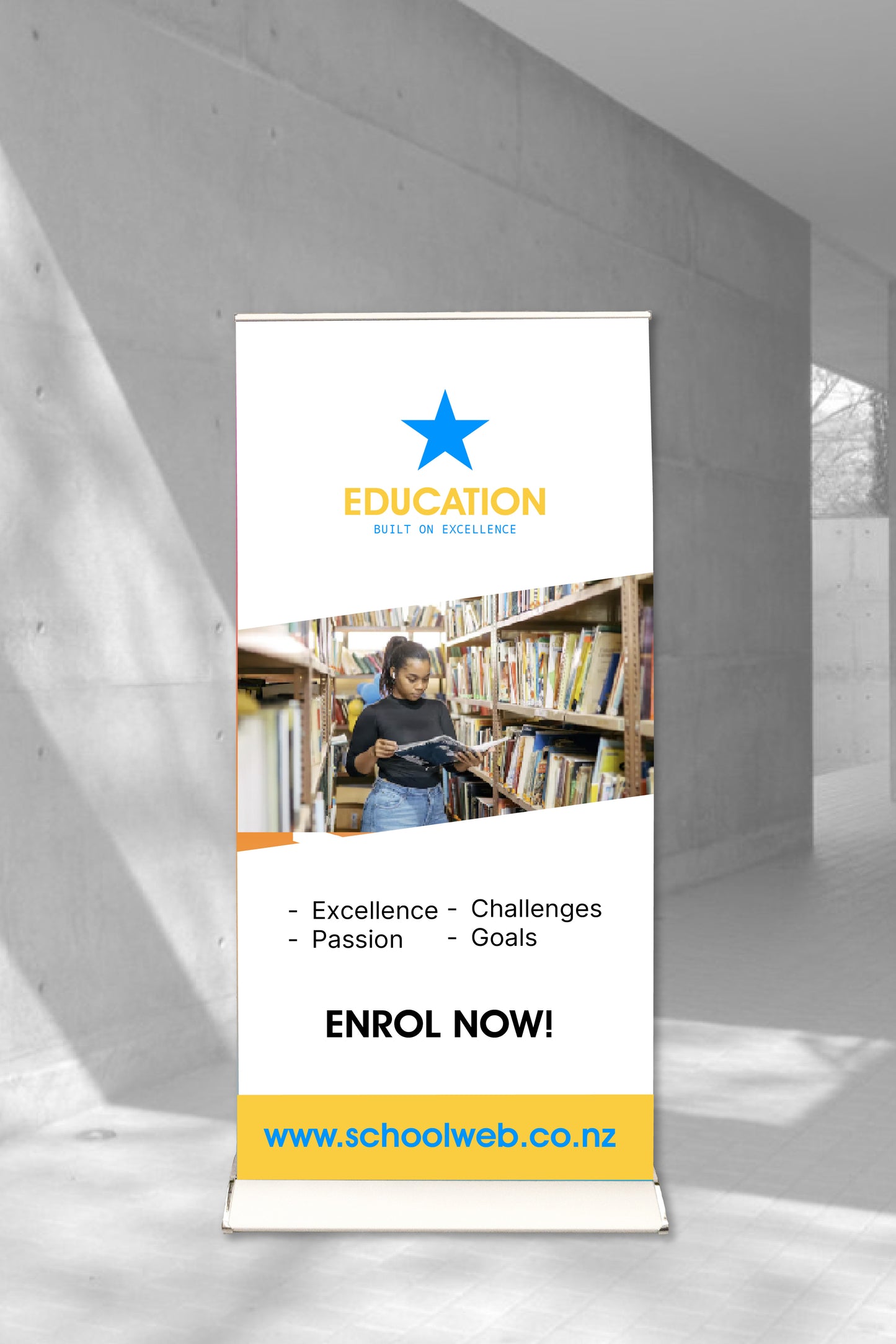 Prestige School Pull-Up Banner Silver Frame