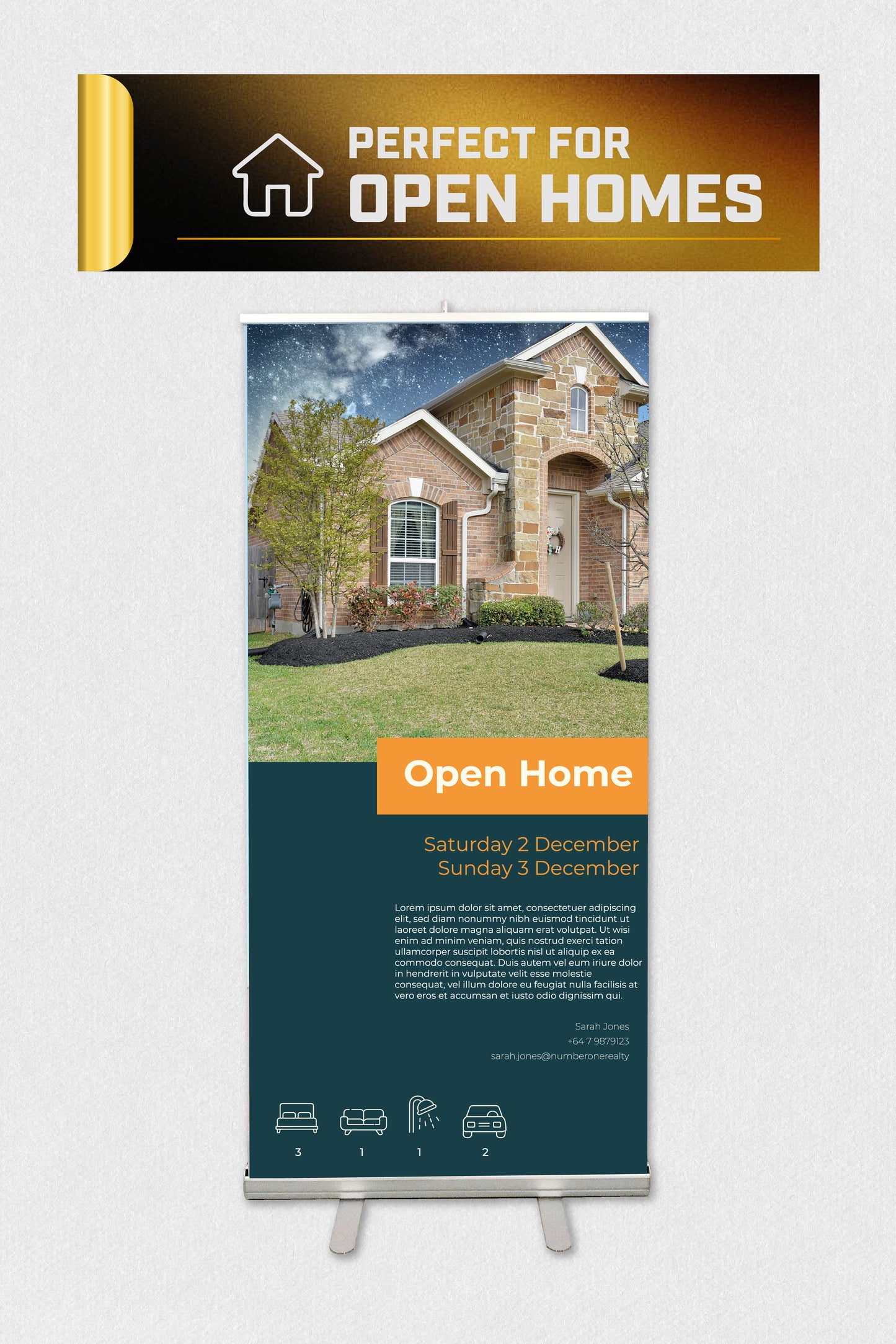 Open Homes Pull-up Banner 850 x 2000mm