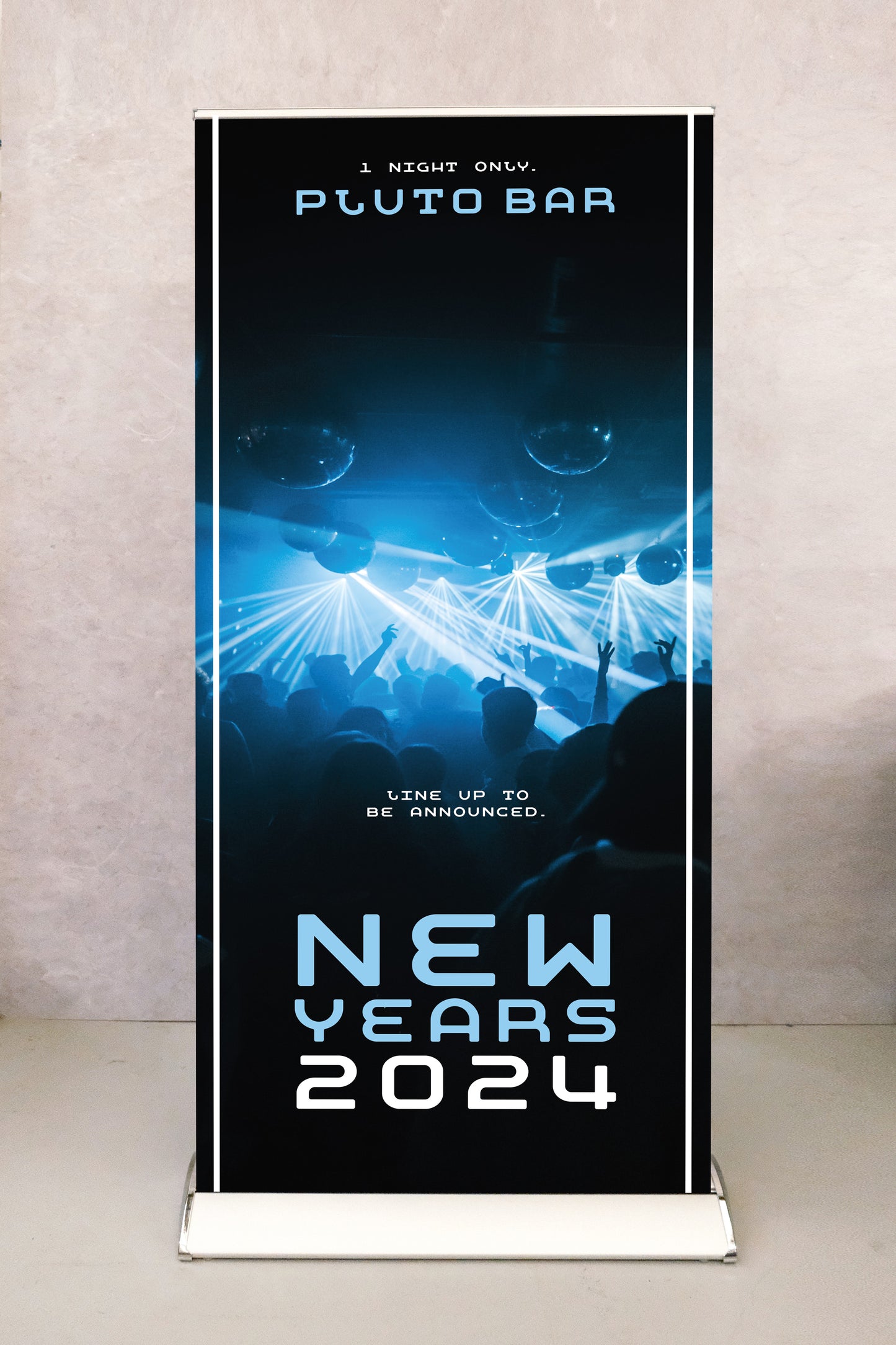 Prestige New Years Event Pull Up Banner Silver Frame