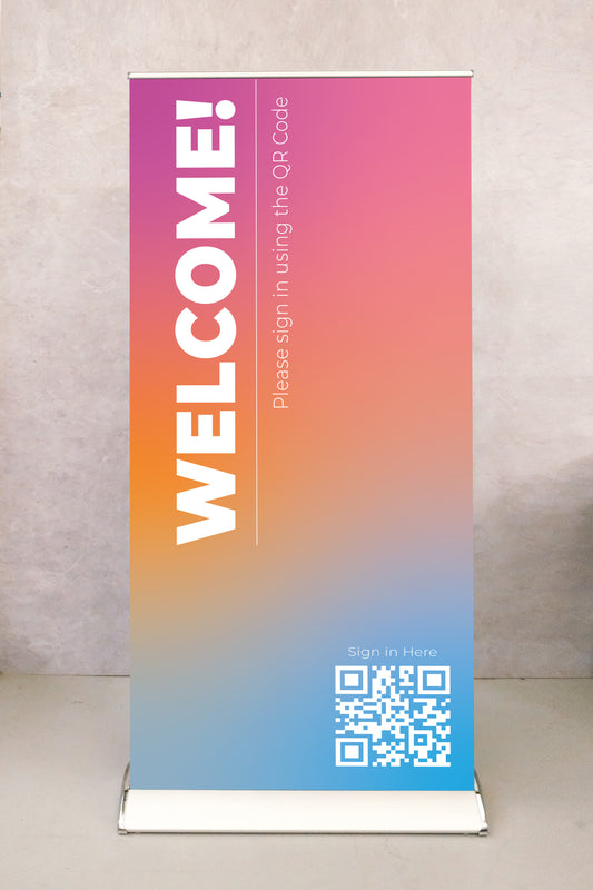 Prestige Sign In Pull Up Banner Silver Frame