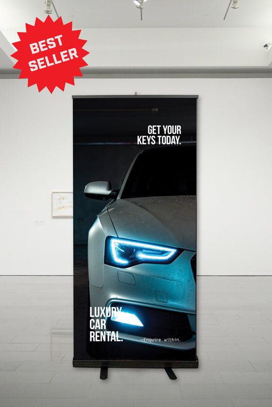 Luxury Car Rental Roll Up Banner Black Base