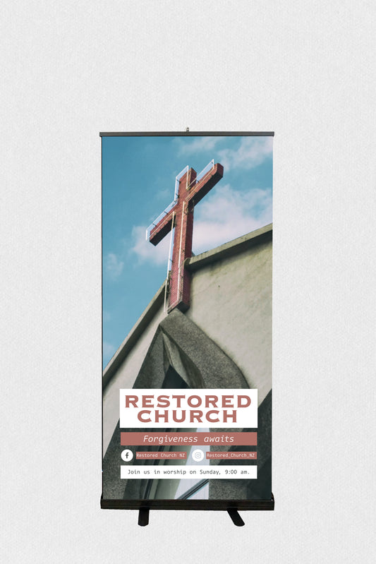 Church Roll Up Banner Black Base