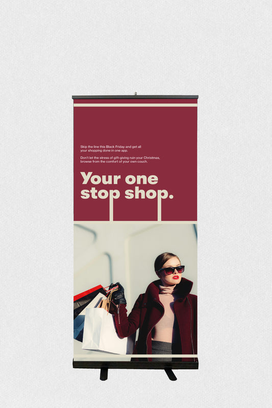 Shopping App Roll Up Banner Black Base