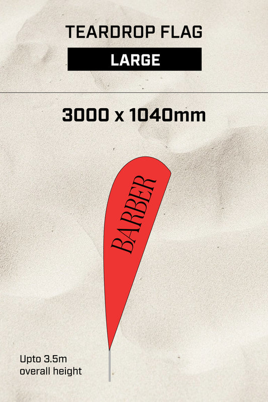 Ready-made Large Teardrop Barber Shop Flag