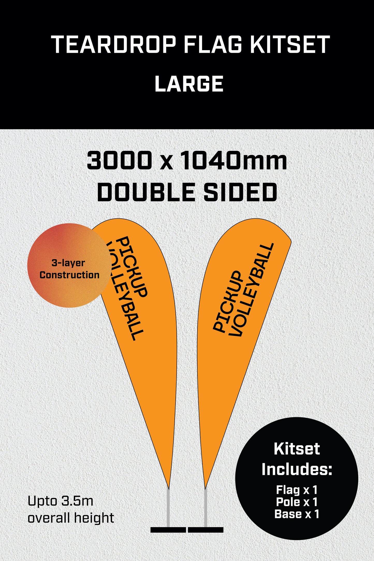 Large Double Sided Tear-Drop Flag Kit Set