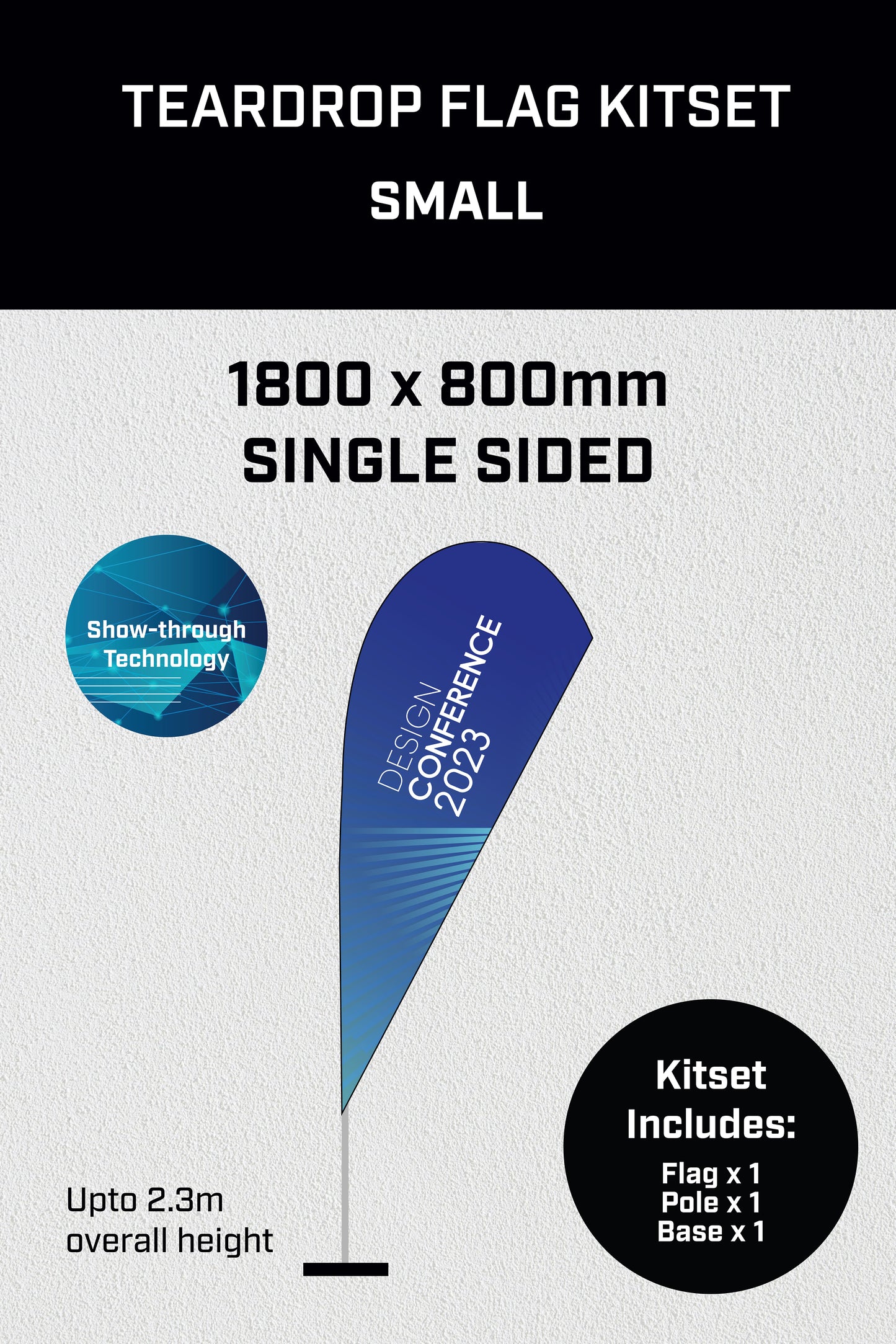 Small Single Sided Tear-Drop Flag Kit Set