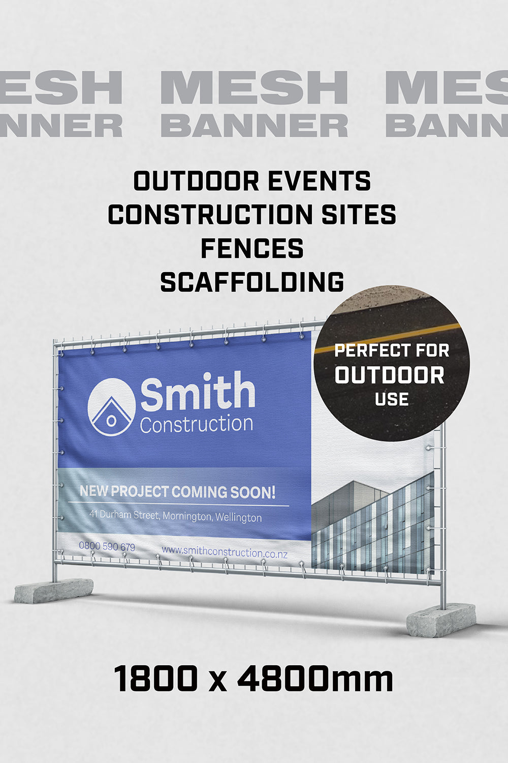 Construction Site Mesh Banner - 1800 x 4800mm