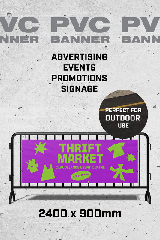 Vintage Market PVC Banner - 2400 x 900mm