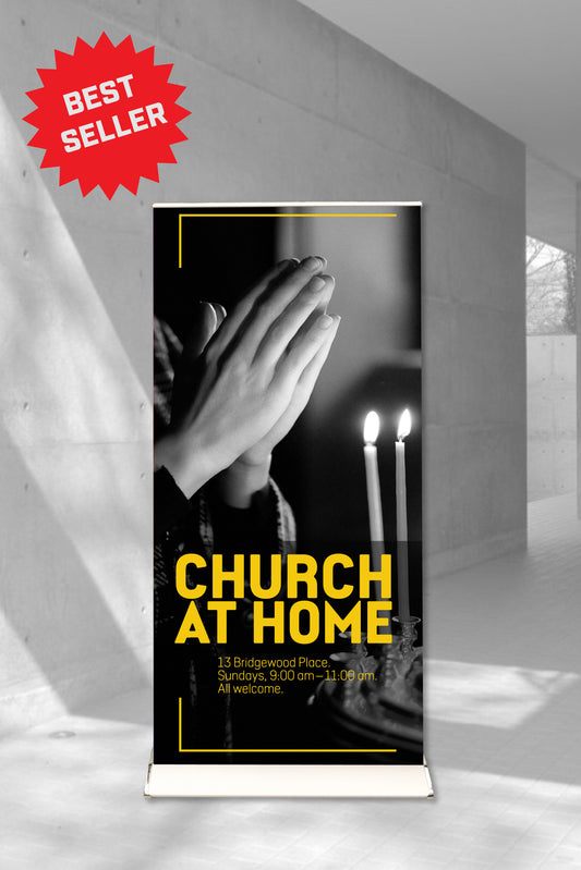 Prestige Church At Home Pull-Up Banner Silver Frame