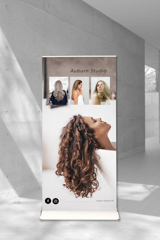 Prestige Hair Studio Pull-Up Banner Silver Frame
