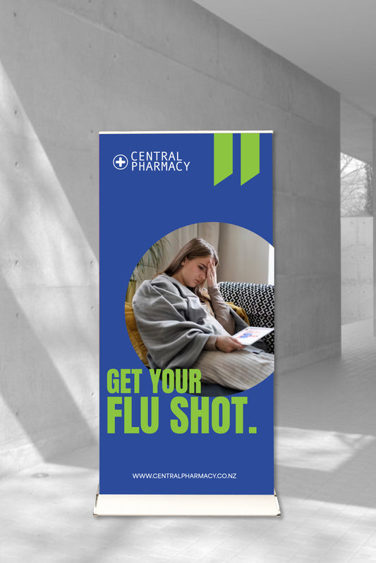 Prestige Flu Shot Pull-Up Banner Silver Frame