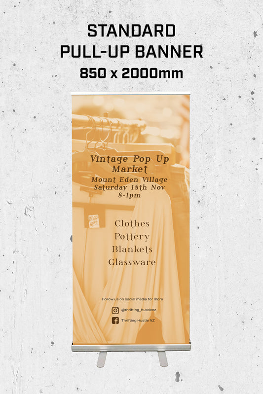 Vintage Pop Up Market Pull-up Banner 850 x 2000mm